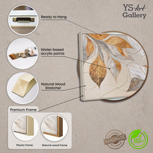 Produktinfo leinwandbild – acrylbild goldene blätter auf keilrahmen