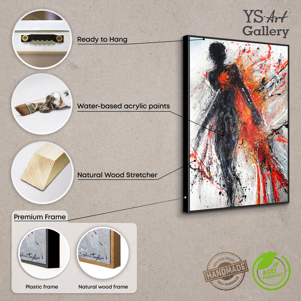 Original handgemaltes Acrylbild „Lebendige Schatten“ auf Leinwand mit Rahmen