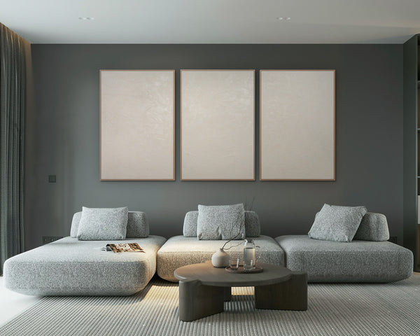 Moderne Wanddeko neutral – Abstraktes Bild Beige „Das Flüstern der Zeit“