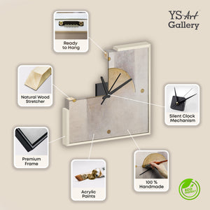 Ausgefallene Wanduhr lautlos – Handgemachte Mischtextur Silber & Rosé-Gold, quadratisch
