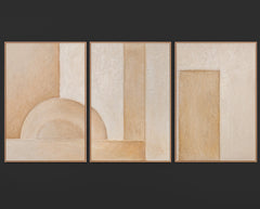 „Raum der Formen“– Triptychon Beige 3-teilig handgemalt