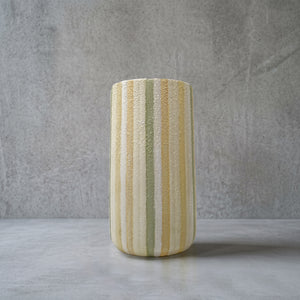Keramik bodenvase beige handbemaltes Blattmotiv, 22 cm
