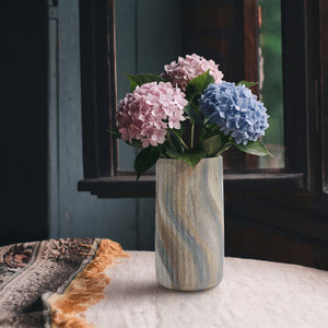 Keramik vase handbemalt, marmoriert, 22 cm