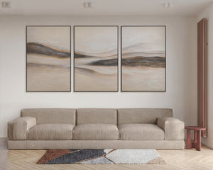 Moderne Leinwandbild „Spuren des Windes“ – Abstraktes Landschaftsbild handgemalt