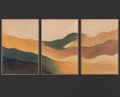„Wellen des Horizonts“ – abstraktes Landschafts-Triptychon 3-teilig