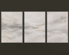 „Nebulöse Ferne“ – graues Triptychon mit Reliefstruktur 3-teilig