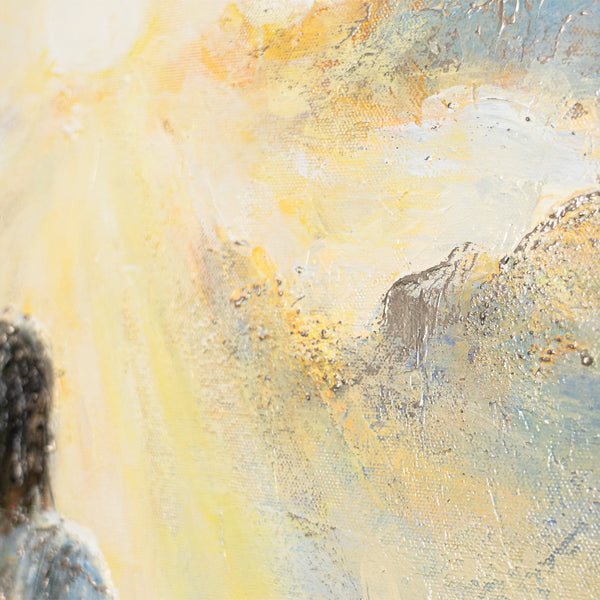 Abstrakter Farbauftrag in Gelb- und Goldtönen

