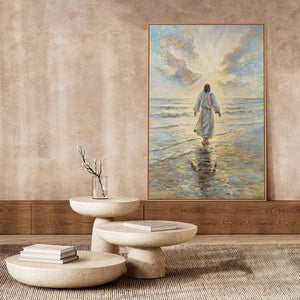 Abstraktes Leinwandbild als Wanddekoration im Wohnzimmer
