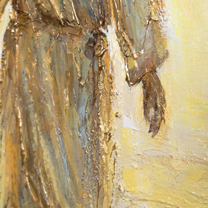 Abstrakte Leinwandstruktur mit goldenen Akzenten