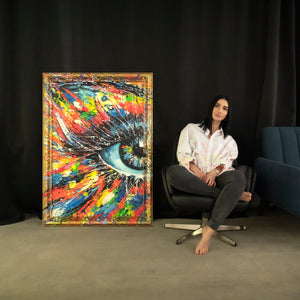 Abstrakte kunst Gemälde mit Rahmen "Die Energie des Blicks"