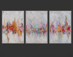 „Abstraktion II“ – farbenfrohes abstraktes Triptychon auf Leinwand