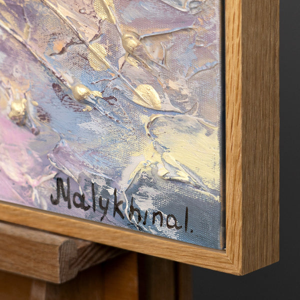 Gemälde abstrakt blumen "Frühlingsanfang" 150x50