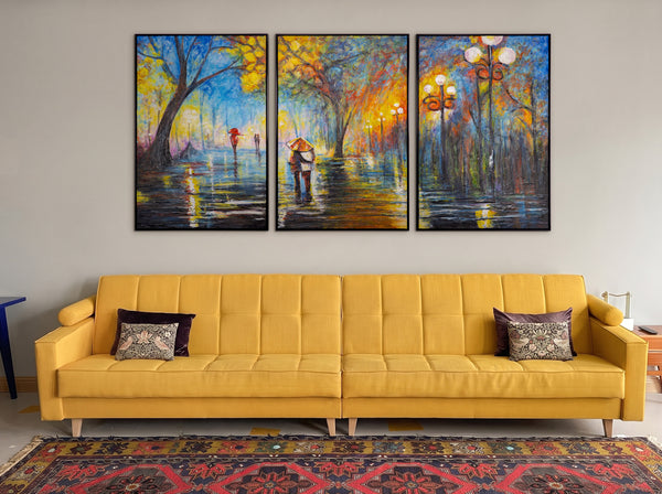 Handgemalte acrylbilder modern "Herbstliche Allee"