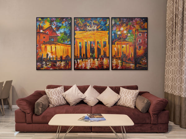 Gemälde Landschaft "Brandenburger Tor" mit Rahmen Moderne Kunst