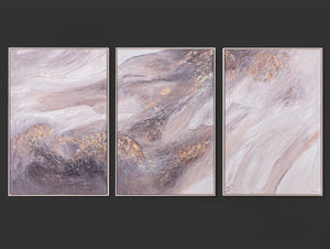 „Relax“ – abstraktes Triptychon in sanften Beige- und Grautönen