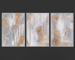 „Philosophie“ – handgemalte abstrakte Kunst als 3-teiliges Wandbild