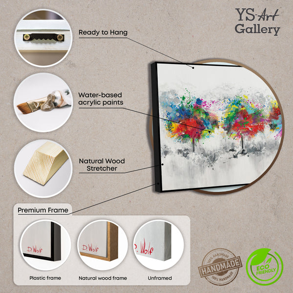 Gerahmtes Acrylgemälde einer regnerischen Straßenszene, fertig zum Aufhängen