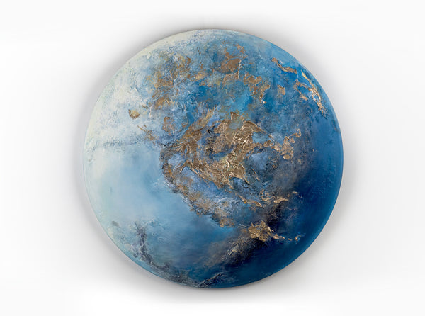 Rundes Leuchtendes Moderne Gemälde "Neptun" Planet Wanddeko Wohnzimmer