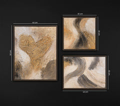 Bilder Set 3-teilig – Größenübersicht für dreiteiliges Wandbilder Set mit abstrakten Gold-Motiven