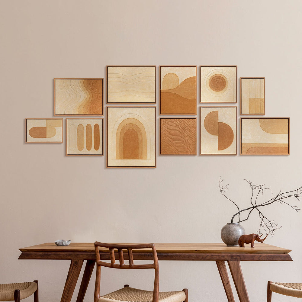 Bild abstrakt Leinwand Set Lied der Wüste in Beige und Gold