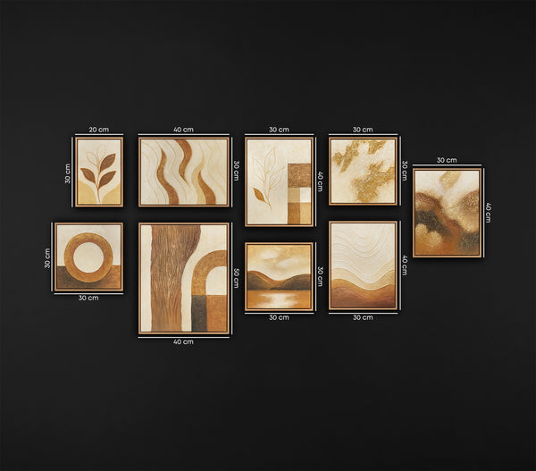 Handgemalte Abstrakte Bilder set mit Rahmen Einzigartige Wanddekoration