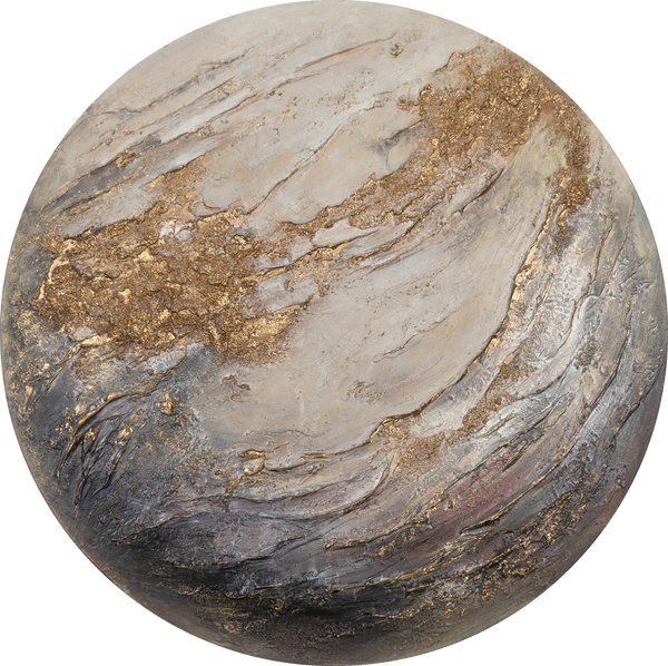 Modern Abstract Round Painting "Iridium" – Textured Wall Art for Office or Home