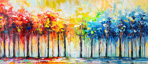 Moderne Kunst Acrylbild "Farben der Natur" - handgemalte abstrakte Gemälde 115x50cm