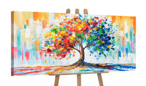 Acrylbild mit Baum auf Staffelei – Wanddeko für Wohnzimmer
