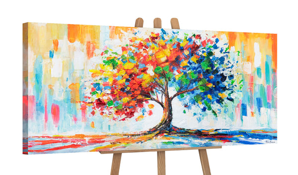 Acrylbild mit Baum auf Staffelei – Wanddeko für Wohnzimmer