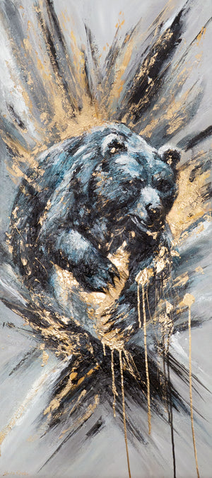 Hand-painted acrylic paintings on canvas abstract "Animal Power" 115x50cm