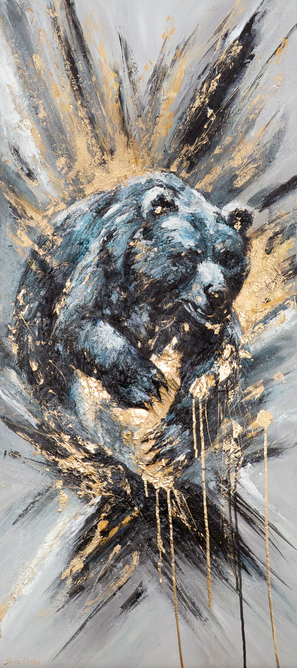 Hand-painted acrylic paintings on canvas abstract "Animal Power" 115x50cm