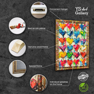 Handgemalte Gemälde mit Rahmen moderne Wanddeko Wohnzimmer "Palette der Liebe"