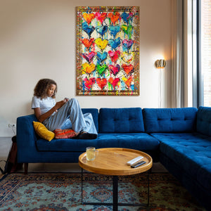 Handgemalte Gemälde mit Rahmen moderne Wanddeko Wohnzimmer "Palette der Liebe"