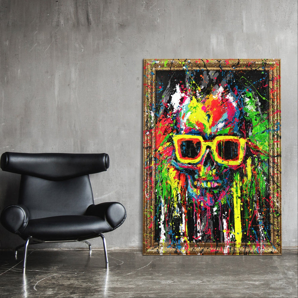 Abstrakte Acrylkunst Portrait bunt Struktur Leinwandbild
