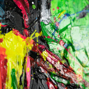 Acrylbild Portrait bunt Strukturmalerei Detail Relief