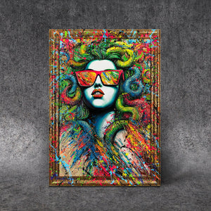 Abstract moderne Handgemalte bilder auf Leinwand mit Rahmen "Der Mythos Neon"