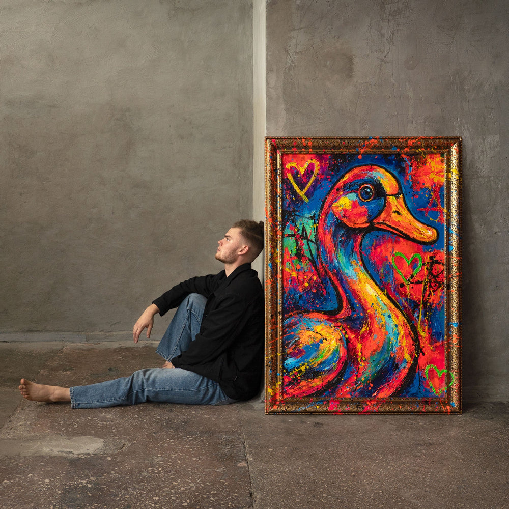 Moderne abstrakte Wandbilder – Handgemaltes Kunstwerk auf Leinwand "Farbrhythmus"