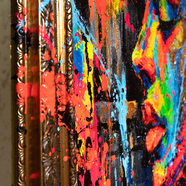 Moderne Wandbilder mit Rahmen – Handgemaltes Acrylbild "Muse der Stadt"