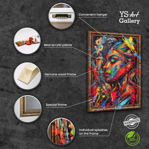Moderne Wandbilder mit Rahmen – Handgemaltes Acrylbild "Muse der Stadt"