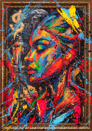 Moderne Wandbilder mit Rahmen – Handgemaltes Acrylbild "Muse der Stadt"