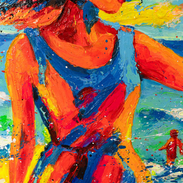 Abstraktes Strandbild – Handgemaltes Gemälde „Sommerliche Anmut“