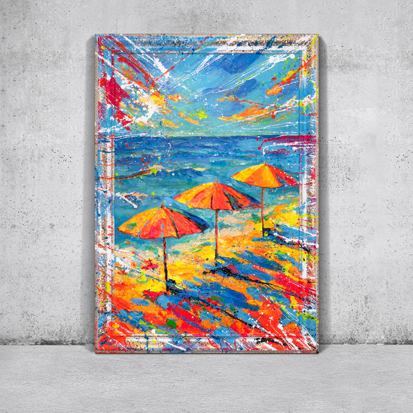 Modern Abstrakt Gemälde - Handgemaltes Leinwandbild „Auf den Spuren der Sonne“