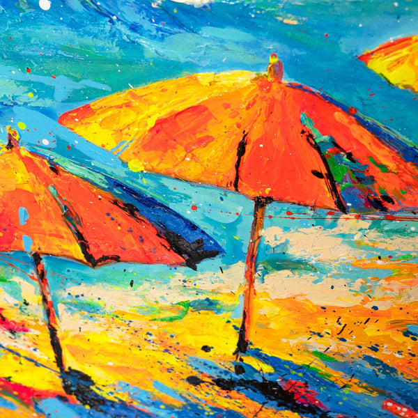 Modern Abstrakt Gemälde - Handgemaltes Leinwandbild „Auf den Spuren der Sonne“