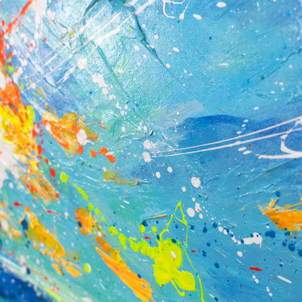 Modern Abstrakt Gemälde - Handgemaltes Leinwandbild „Auf den Spuren der Sonne“
