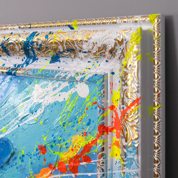 Modern Abstrakt Gemälde - Handgemaltes Leinwandbild „Auf den Spuren der Sonne“
