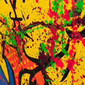 Handgemalte Pop-Art Gemälde – Moderne Wandbilder Wohnzimmer „Farbiger Kuss“
