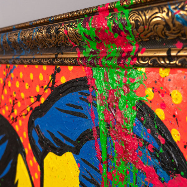 Handgemalte Pop-Art Gemälde – Moderne Wandbilder Wohnzimmer „Farbiger Kuss“