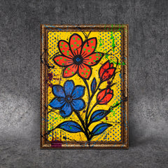 Modernes Wandbild mit bunten Blumen
