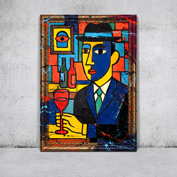Living Room Wall Decor – Hand-Painted Pop-Art Portrait „Bar“
