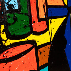Living Room Wall Decor – Hand-Painted Pop-Art Portrait „Bar“
